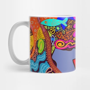 Colorful Fish pond interconnected puzzle design Mug